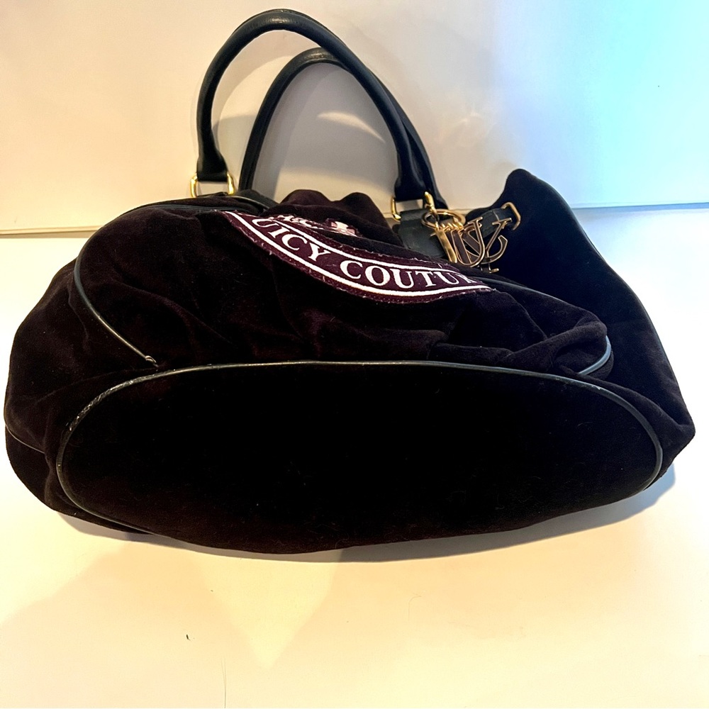 Vintage Black JUICY COUTURE Purse Velour Y2K Shoulder Bag Satchel - Picture 6 of 14
